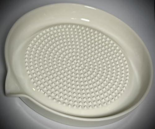 Premium Ceramic Garlic Grater Plate Set - Large White Modern - Product Imagery