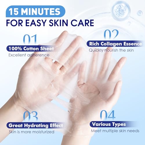 9 Pack Hydrating Face Masks Skincare, Bulk Sheet Face Mask for - Product Imagery