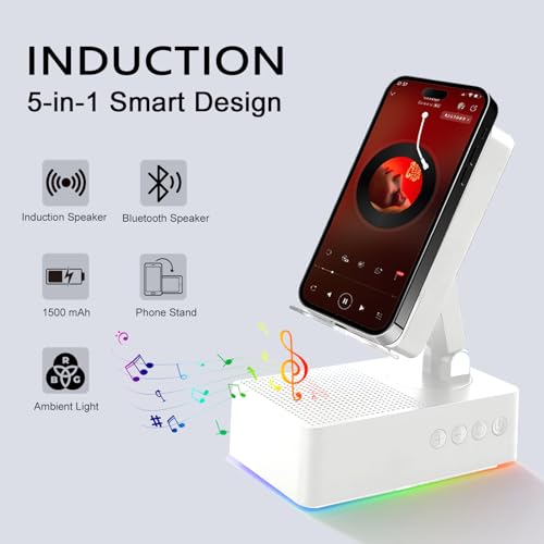Wireless Induction Bluetooth Speaker, 5-in-1 Foldable Phone - Product Imagery