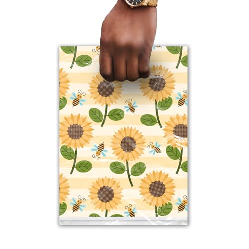 Sunflower & Bumble Bees Style with Die-Cut Handles, 9"x12" Pack - Product Imagery