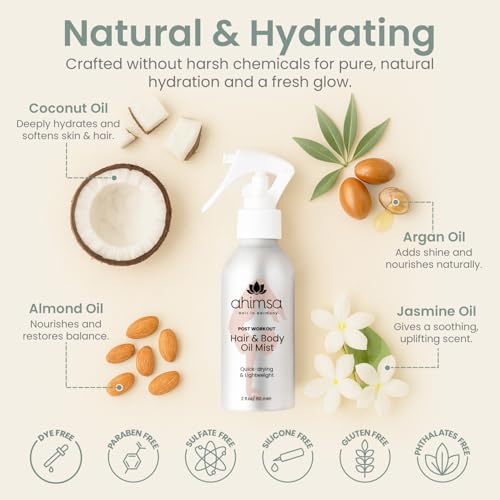 Ahimsa Hair & Body Oil Mist Spray, Lightweight Hair Perfume for - Product Imagery