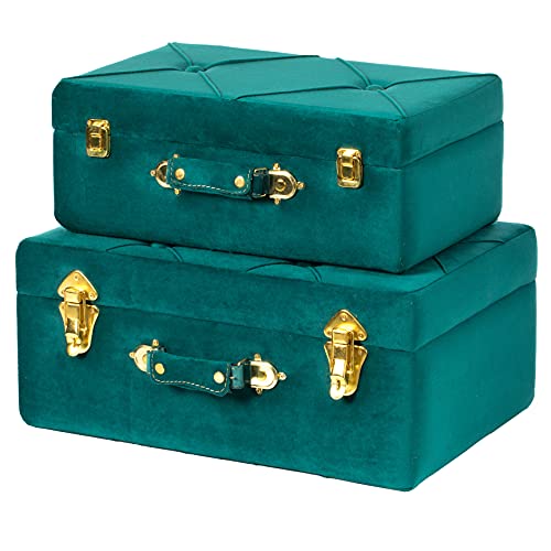 Vintiquewise Decorative Tufted Velvet Suitcase Treasure Chest - Product Imagery