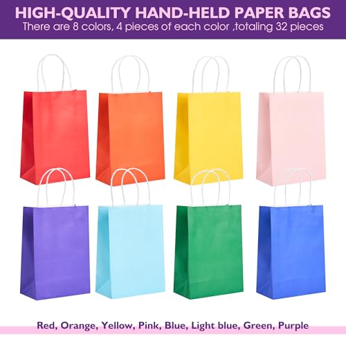 32 Pack Paper Gift Bags with Handles, 5.8"×3.2"×8.25" Party - Product Imagery