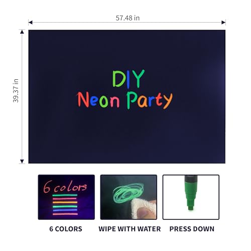 UV Neon Photography Background with 6 Fluorescent Colored Pens - Product Imagery