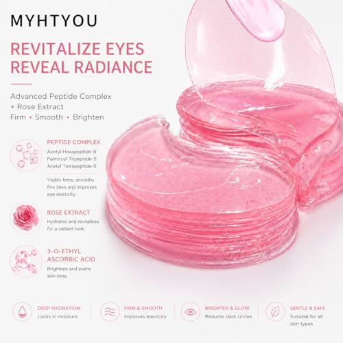 Under Eye Mask, Rose Under Eye Gel Pads With Collagen, Skincare - Product Imagery