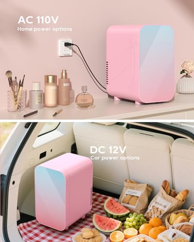Mini Fridge, 6 Liter/8 Can Skincare Fridgefor Skin Care, - Product Imagery