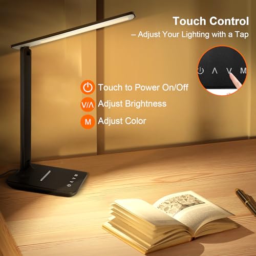 LED Desk Lamp for Office Home, Bright Desk Light with USB - Product Imagery