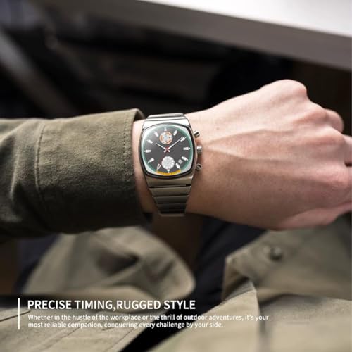 Gosasa Business Mens Square Quartz Watch, Chronograph Stainless - Product Imagery