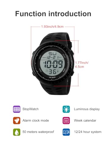 SNE Mens Digital Watch Sports Military Watches Waterproof - Product Imagery