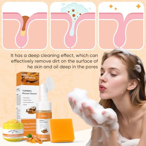 Turmeric Skin Care Set: Turmeric Soap Bar Turmeric Face Wash and - Product Imagery
