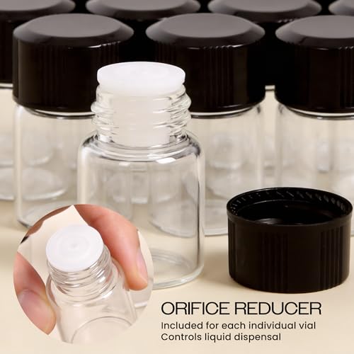 Beauticom 2ML Clear Glass Vial 60 Pieces with Orifice Reducer - Product Imagery