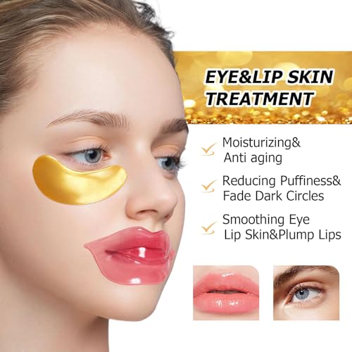 30 Pairs Lip Masks & Eye Masks,Gold Under Eye Patches for - Product Imagery