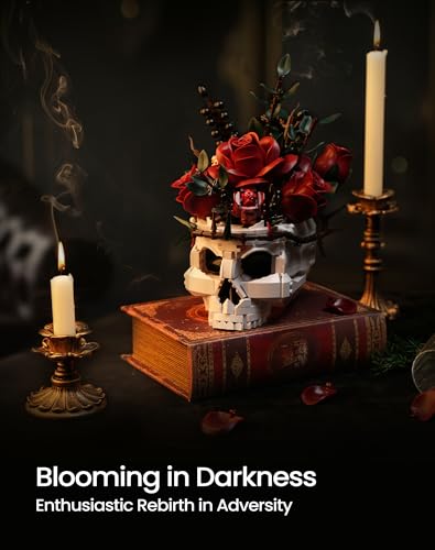 iATOM Skull Roses Flower Bouquet Building Set, Botanical - Product Imagery