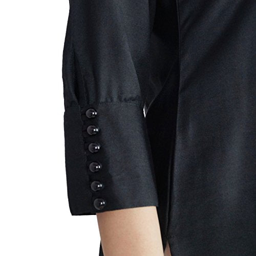 Women Black Rayon Kurta Kurti 3/4 Sleeve Formal Casual Tunic - Product Imagery