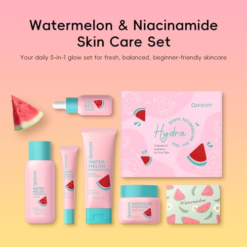 Watermelon & Niacinamide Skincare Set for Women Teens Girls, 5PCS - Product Imagery
