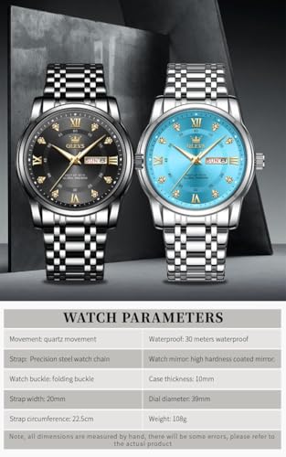 OLEVS Watch for Men Skeleton Business Dress Stainless Steel - Product Imagery