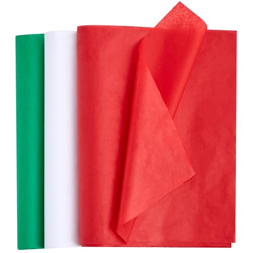 JOYIN 72 Sheets Christmas Tissue Paper Assortment (Red, Green & - Product Imagery