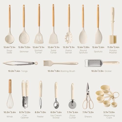 CAROTE 22-Piece Cooking Utensils Set with Wood Cool-Touch - Product Imagery