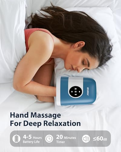 CINCOM Upgraded Hand Massager with Heat and Compression, Blue - Product Imagery
