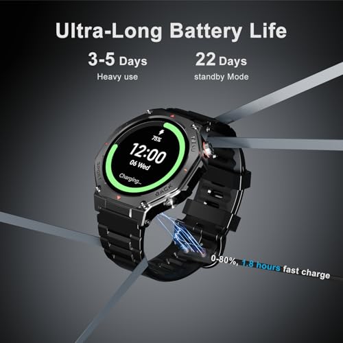 Military Smart Watch for Men Women,1.5" HD Touchscreen Rugged - Product Imagery