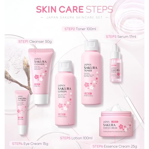 6 Pcs Skin Care Sets JAPAN SAKURA Women Beauty Gift Sets - Product Imagery