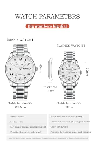 BESTKANG Large Face Easy to Read Stretch Band Watch， Women's - Product Imagery