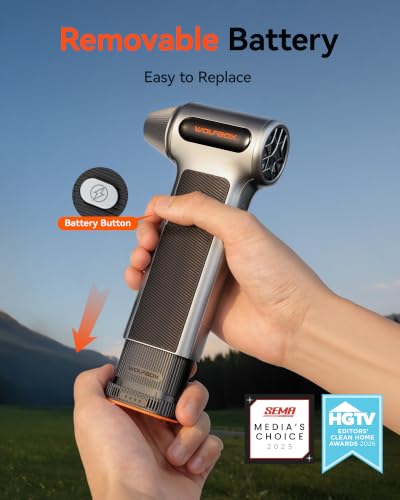 WOLFBOX MF200 Compressed Air Duster, Removable Battery, Car - Product Imagery