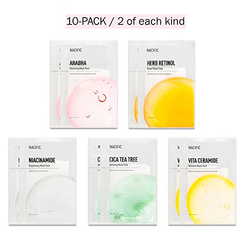 NACIFIC Face Masks Skincare Korean – Premium 10-Sheet Variety - Product Imagery