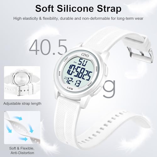 CIVO Digital Watches for Women Men: 44mm Large Dial Waterproof - Product Imagery
