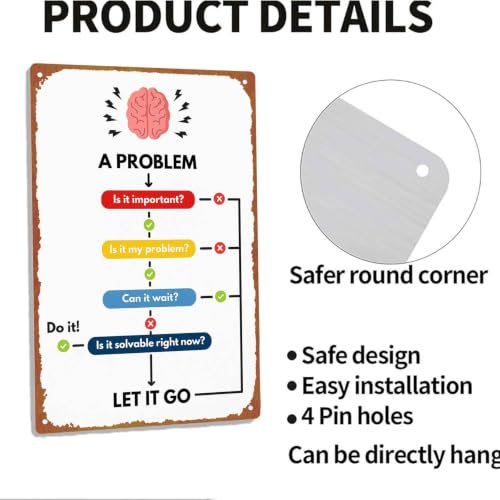 8x12 Inch Aluminum Metal Sign, Problem Solving Decision Flow - Product Imagery