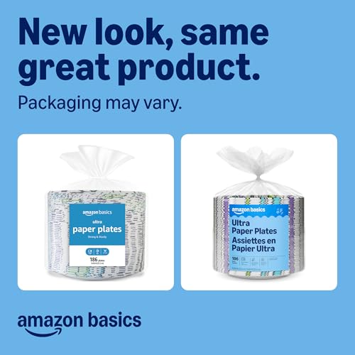 Amazon Basics Ultra Paper Plates, 10 Inch, Disposable, 372 Count - Product Imagery