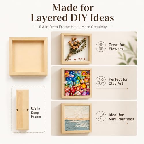 16 Pcs Wood Canvas, 5.9 x 5.9 in Wood Panels, Natural Wood - Product Imagery