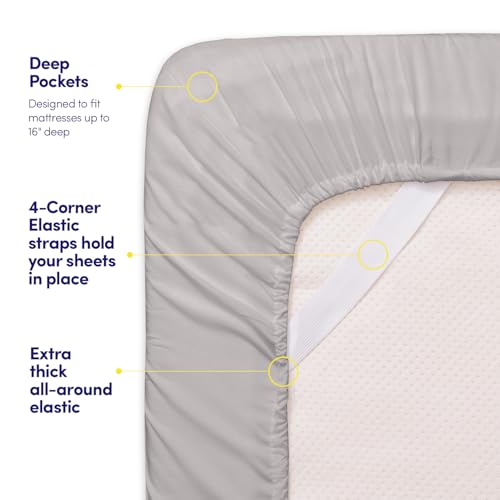 1500 Supreme Collection Queen Sheet Sets Light Gray Silver - - Product Imagery