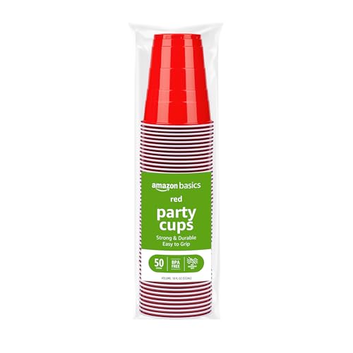 Amazon Basics Sturdy Disposable Plastic Party Cups for Cold - Product Imagery