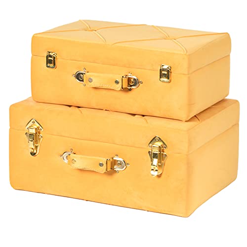 Vintiquewise Decorative Tufted Velvet Suitcase Treasure Chest - Product Imagery