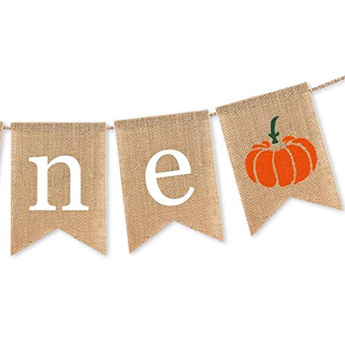 SWYOUN Burlap Pumpkin One Banner Boy Girl 1st Birthday Party - Product Imagery