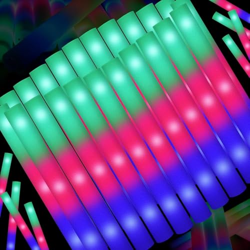 44 PCS Foam Glow Sticks Bulk with 3 Modes Colorful Flashing, - Product Imagery