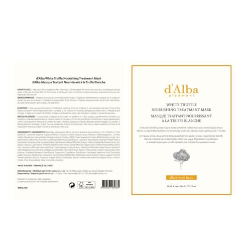 d'alba Piedmont Italian White Truffle Nourishing Mask 5pcs, - Product Imagery