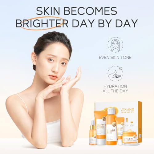 Vitamin C Skin Care Set, 5 Pcs Vitamin C Skin Care Kit with Face - Product Imagery