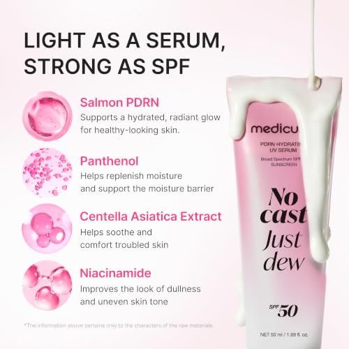 medicube Sunscreen No Cast Just Dew PDRN Hydrating UV Sun Serum, - Product Imagery