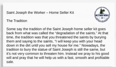 Westman Works Saint Joseph The Home Seller Made in The USA - Product Imagery