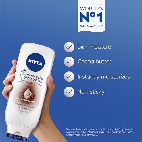 NIVEA Nourishing In Shower Body Lotion, Cocoa Butter, Multi, 3 x - Product Imagery