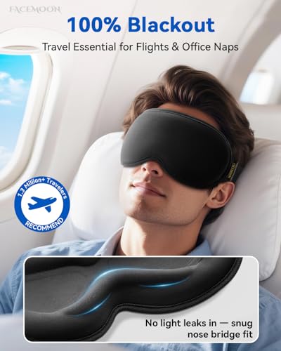 FACEMOON Blackout Weighted Eye Mask, 3D Sleep Mask for Men, - Product Imagery