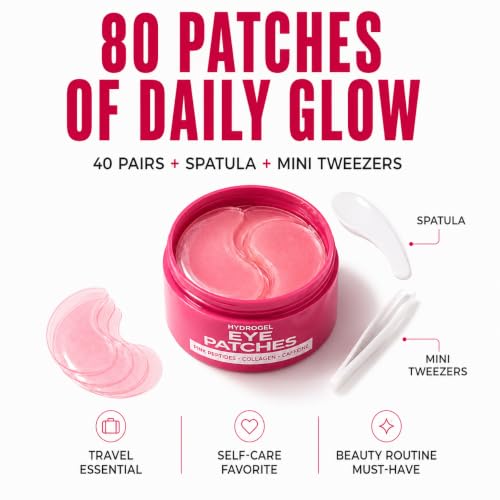 Eye Patches with Pink Peptides & Collagen for Puffy Eyes and - Product Imagery