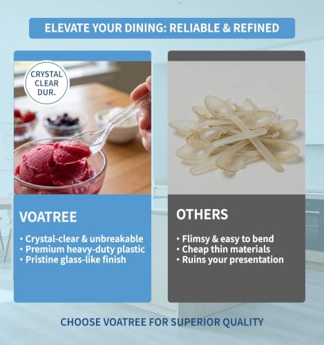390 Count Disposable Clear Plastic Spoon Heavy Duty,6.5 Inch,Bulk - Product Imagery