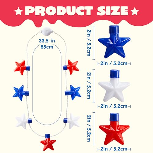 JOYIN 3 PCS 4th of July LED Necklaces, Patriotic Light up - Product Imagery