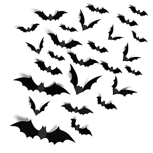 140Pcs 3D Bats Halloween Decorations Realistic PVC Wall Decor - Product Imagery
