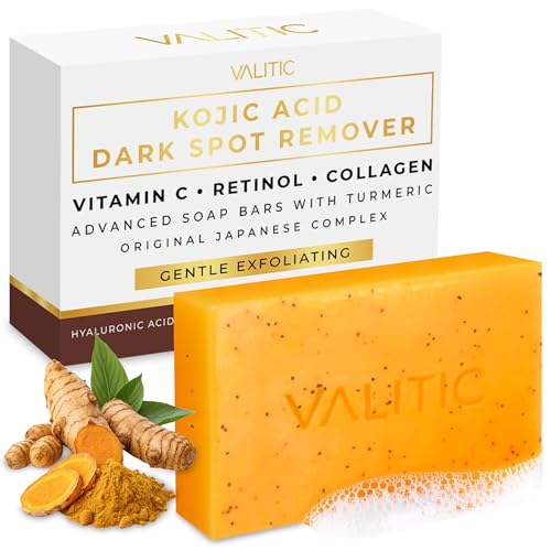 VALITIC Kojic Acid and Turmeric Soap for Dark Spots, Face and - Product Imagery