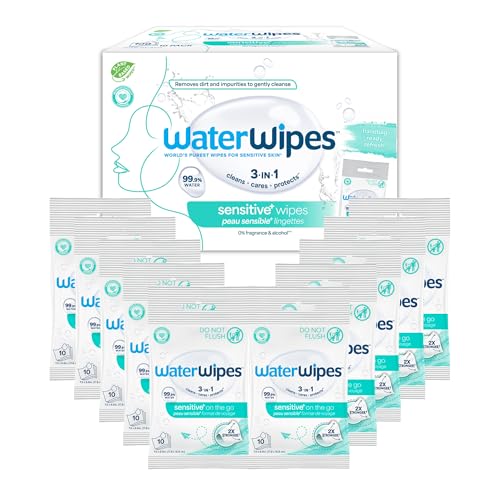 WaterWipes Beauty Sensitive+ On-The-Go Facial Wipes, 99.9% Wat... - Product Imagery