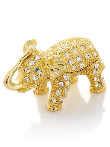Keren Kopal Miniature Golden Elephant Trinket Box Faberge Style - Product Imagery